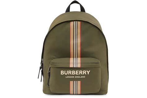 burberry icon stripe nylon backpack|Burberry Logo and Icon Stripe Backpack Green/Beige .